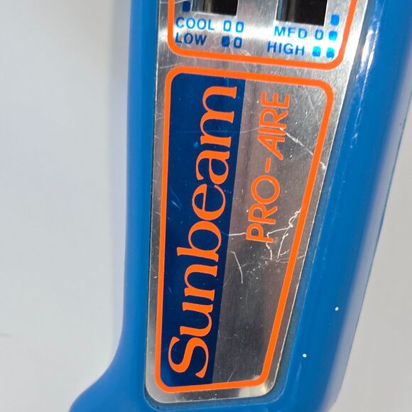 Vintage Sunbeam Pro-Aire 840 Hair Blow Dryer 1980s Blue Attachment 4 Settings - Picture 3 of 15